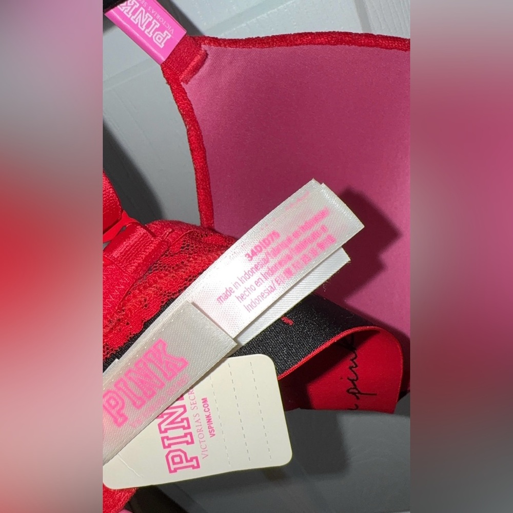 PINK Victoria's Secret Red Cheetah Laced Push Up Bra - Picture 3 of 5